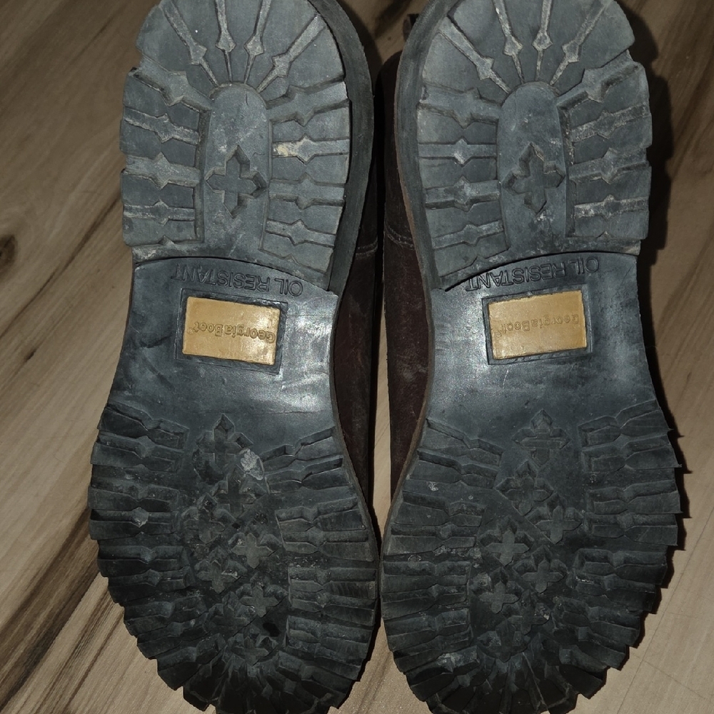 Georgia Boot Brown Leather Work Boots - Picture 4 of 5